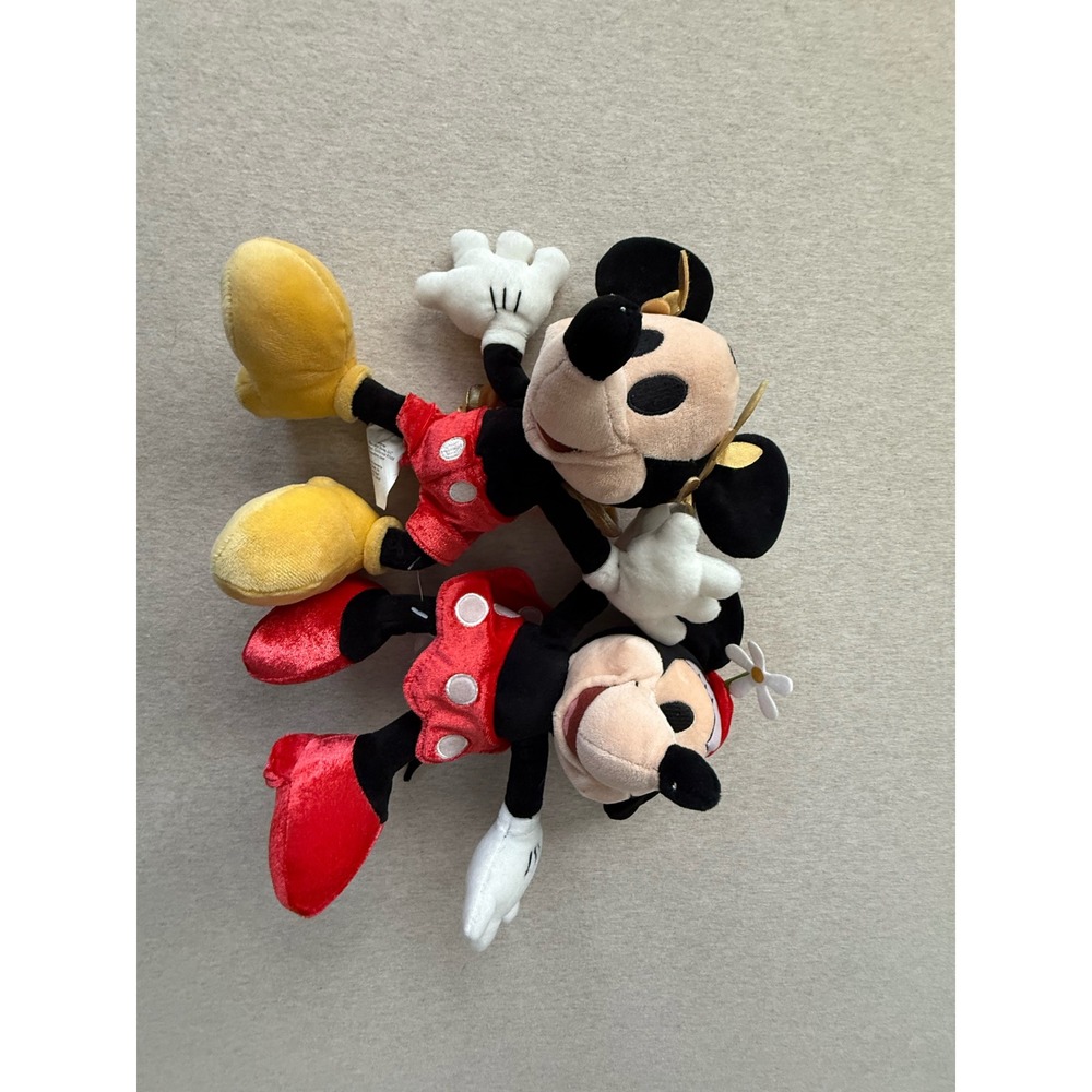 Disney Store Valentine Cupid Mickey and Minnie Mouse Plush Set 9 Inch